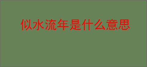 似水流年是什么意思